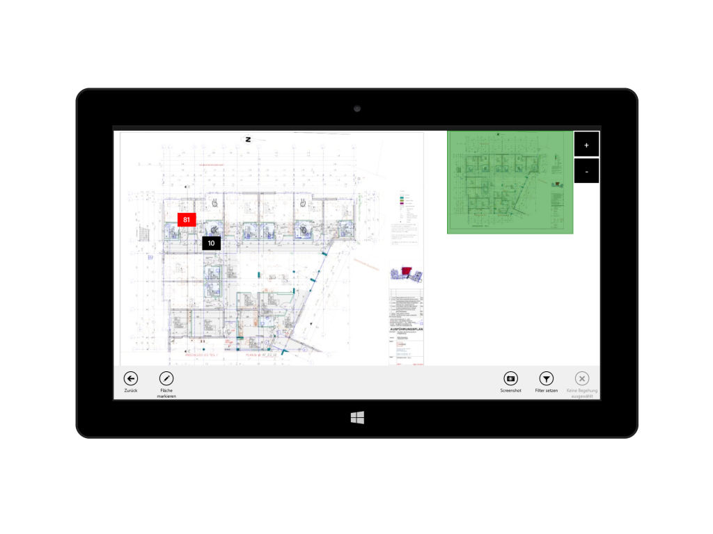 Eyeled GmbH mobiPlan App Screenshot der Pläne auf der Benutzeroberfläche.