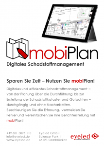 Digitales Schadstoffmanagement mit mobiPlan von der Eyeled GmbH.